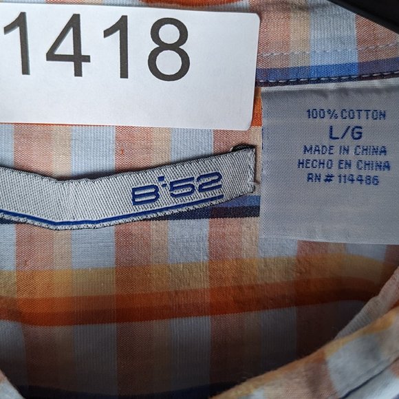 B'52* Men's Long Sleeve Button Down Curved Hem NO Pockets Shirt~ Size Large - Picture 3 of 8